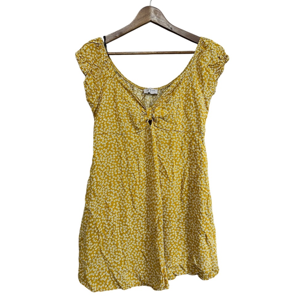 Dream of Me Yellow Floral Mini Dress Womens‎ XL Short Sleeve Casual Summer